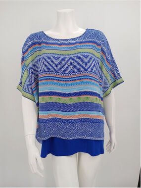Chico's Womens Chiffon Overlay Lined Tank Top Geometric Blouse Size 3 (XL)